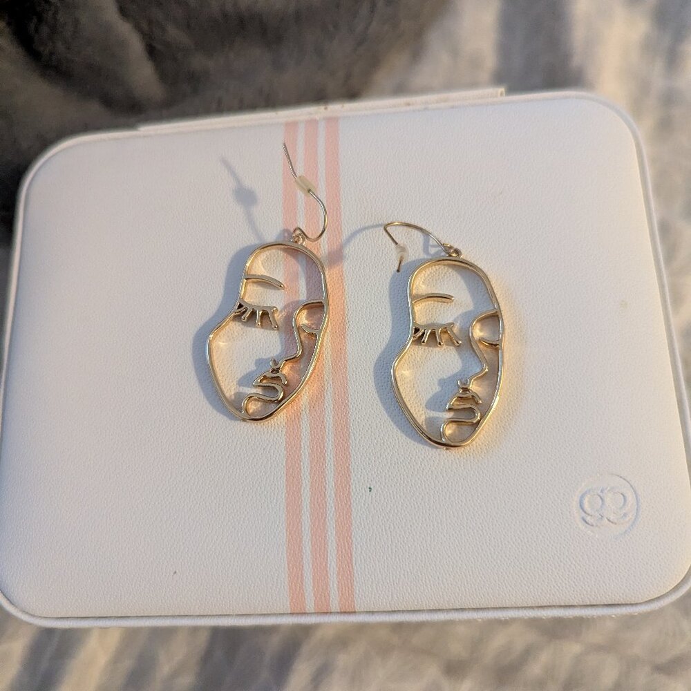 Gold Plated Face Earrings